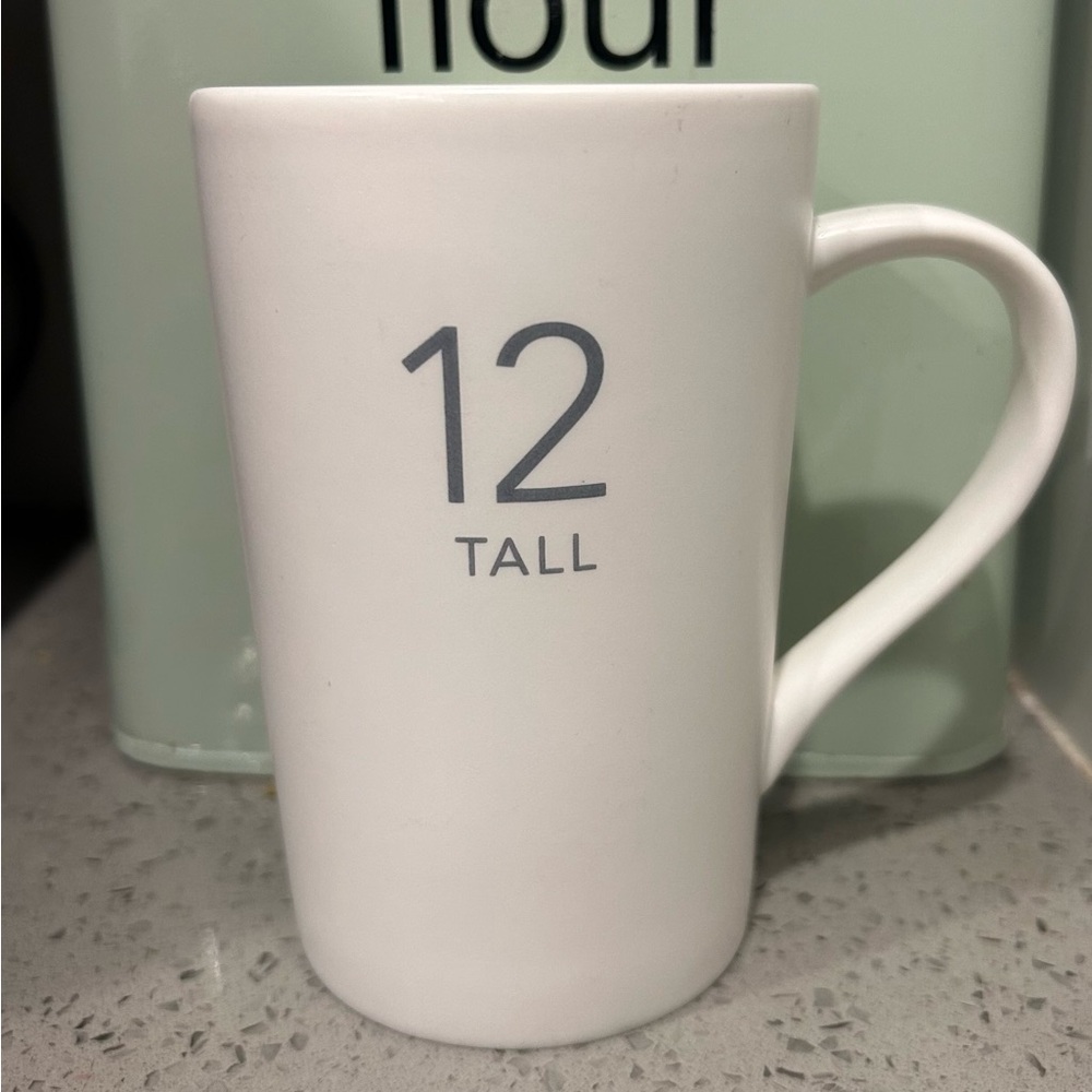 Starbucks Tall white ceramic gray letter